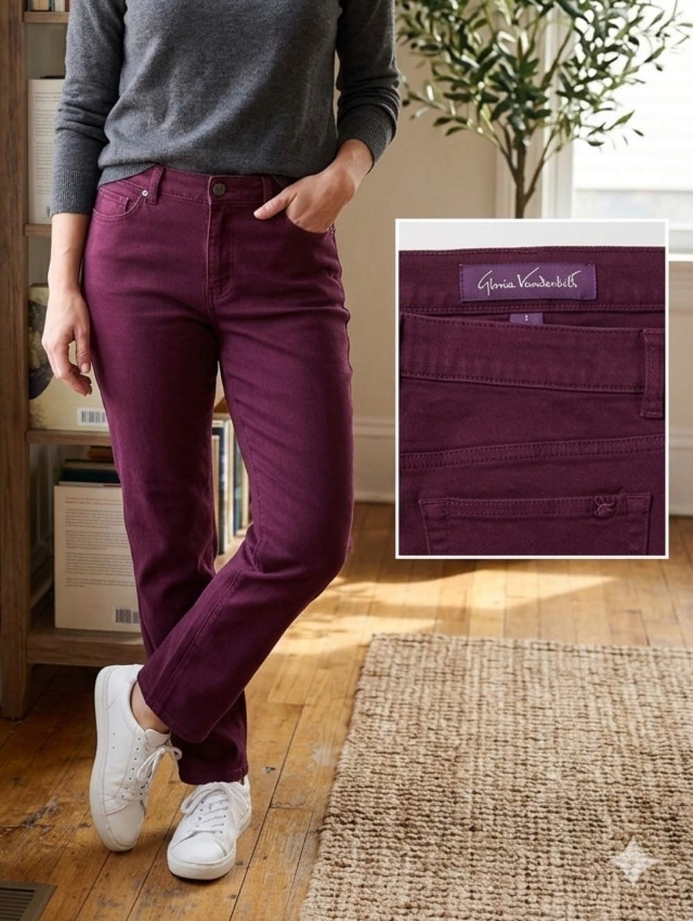 Gloria Vanderbilt Women's Pants in Deep Plum